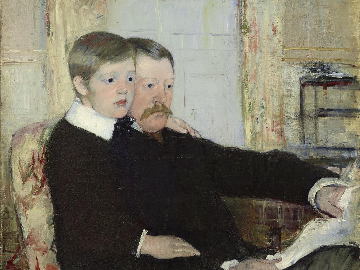 Mary Cassat, Portrait of Alexander J. Cassat and his son, Robert Kelso Cassat, 1884, Oil on canvas, 100.3 x 81.3 cm. Philadelphia Museum of Art; Purchased with the W.P. Wilstach Fund and with funds contributed by Mrs. William Coxe Wright, 1959