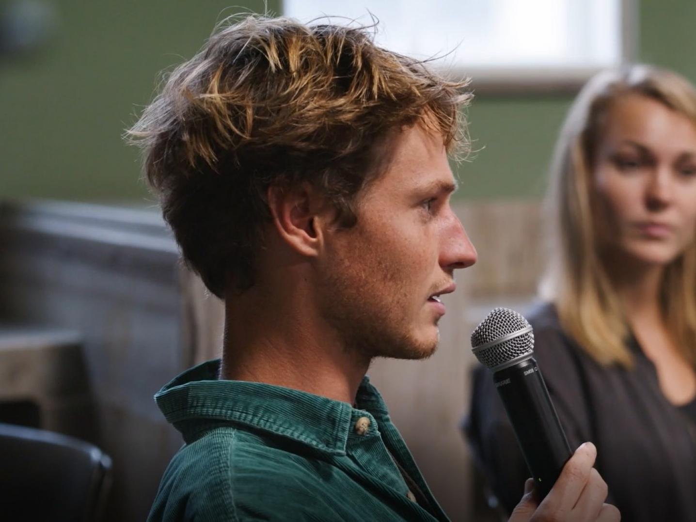 Cedric Vermue during the recap of the break-out sessions at the New Generations meet-up on 1 October 2021.