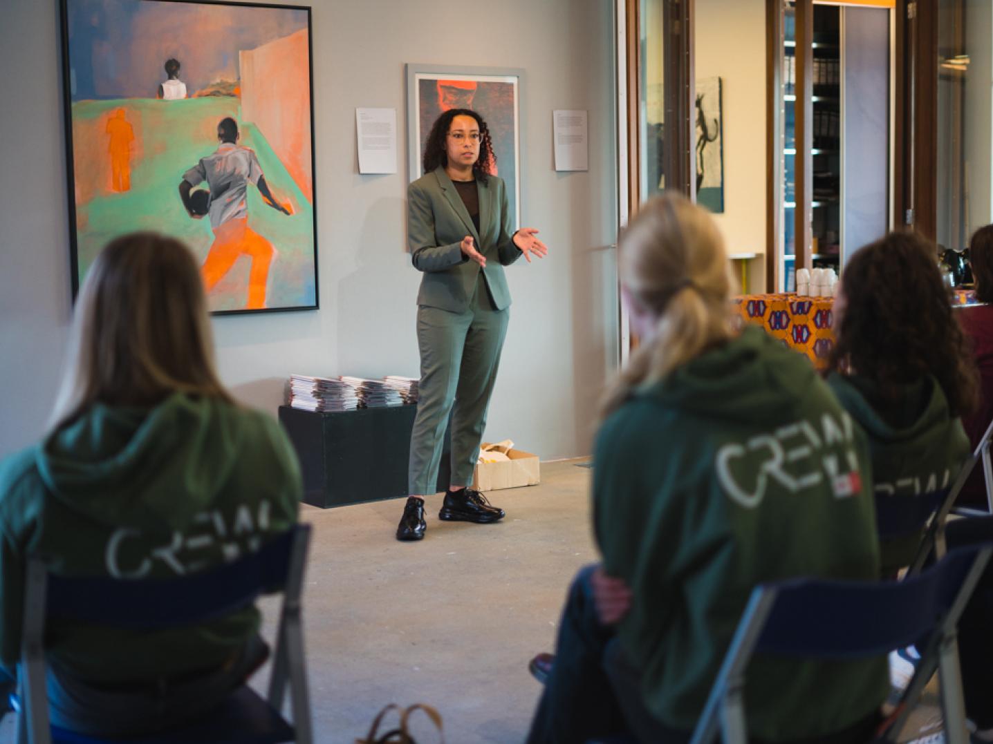 Guest-curator Lisette van den Berg at CBK Zuidoost. Photo: Bart Niewenweg.