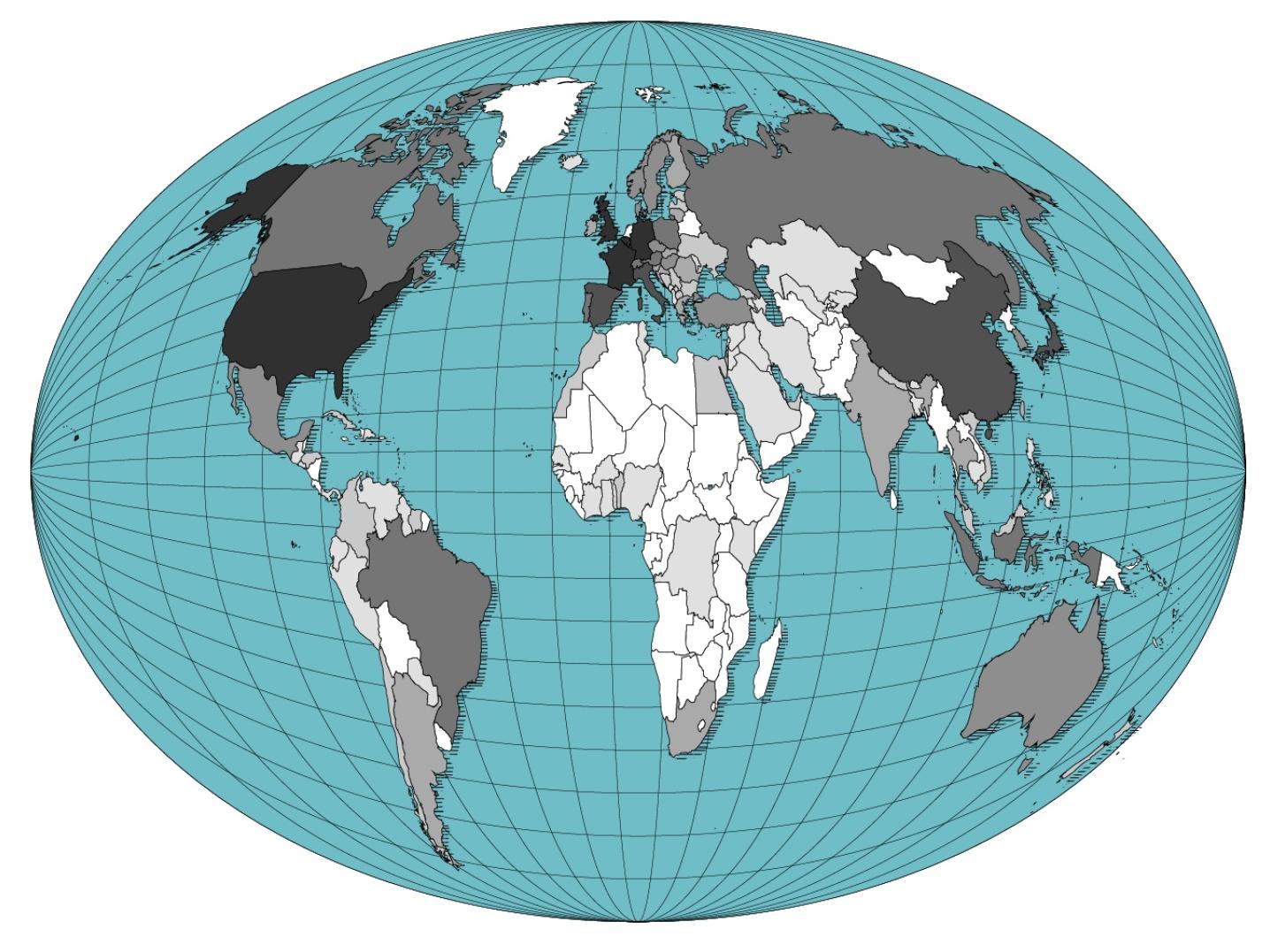 A heat map of the world shows where the most activities have taken place.