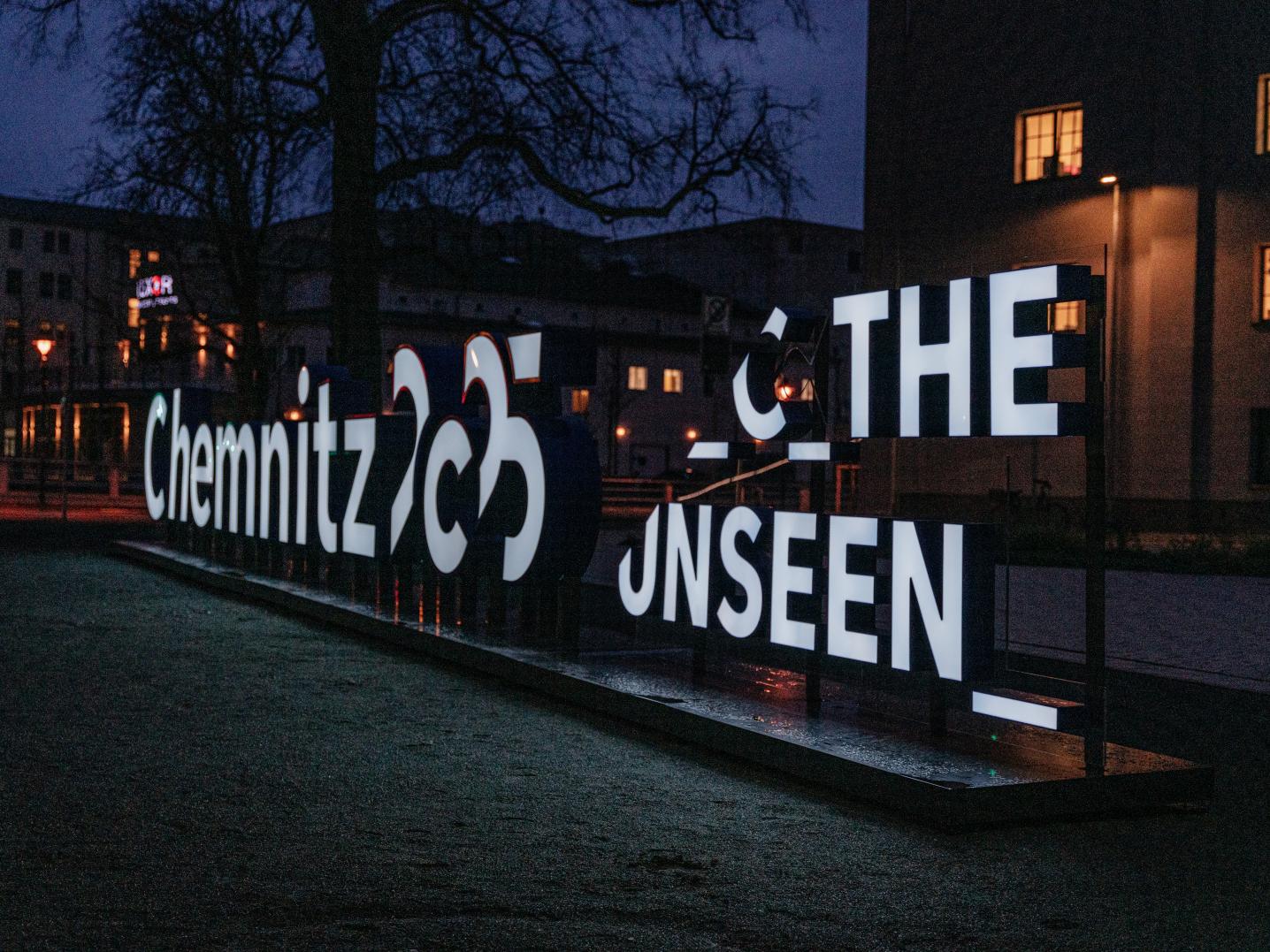 Hartmannfabriek in Chemnitz showing the logo and motto of the European Cultural Capital 2025