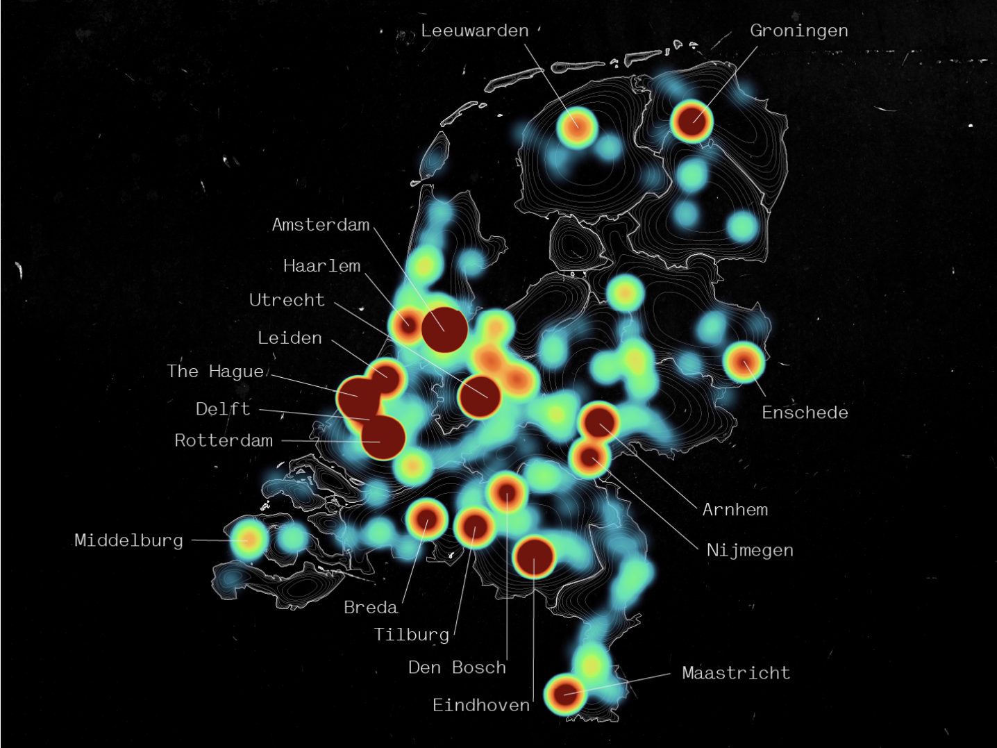 Heat map shows the Dutch cities with the most internationally active makers