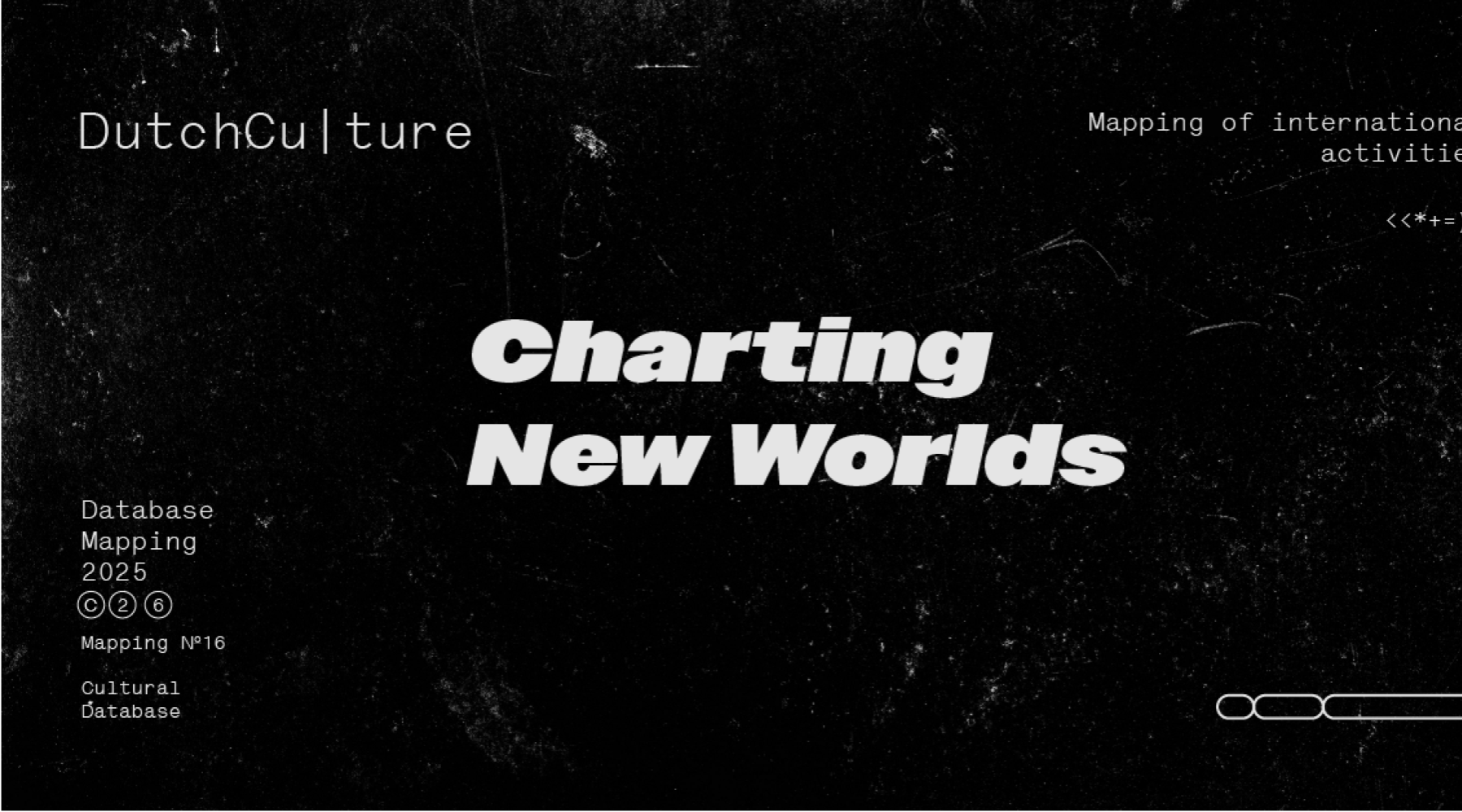 Black grunge background with the title 'Charting New Worlds' in white