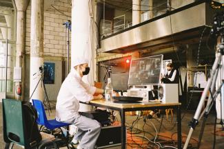 Mike Megens handling the live stream during ALL INN.