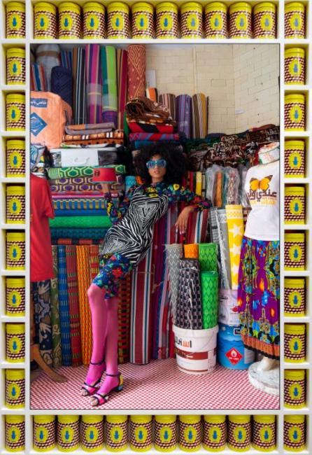 Hassan Hajjaj, Imaan in Da Shop, 2020, Courtesy of the Artist, Imaan Hammam and Vanity Fair