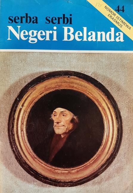 the front page of magazine Serba-serbi Negeri Belanda, edition 44, showing a portrait of Desiderius Erasmus