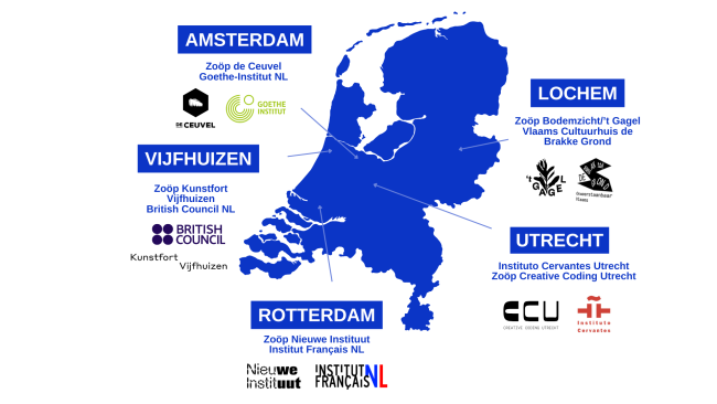 Map of the Netherlands highlighting the five different Zoöps