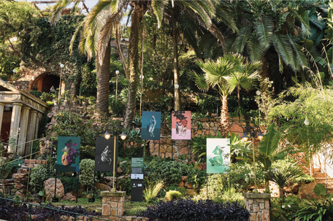 Garden with artwork exhibition