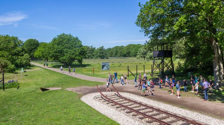 Class of school children at the national monument in Westerbork.