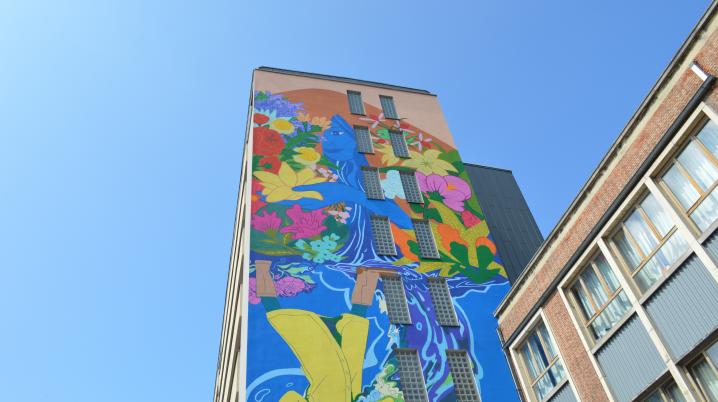 Mural ''Flowers'' on the school Institut Saint-André by Drachman and Durieux