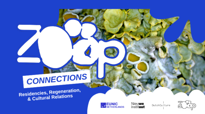 Zoöp logo in front of a picture of lichens