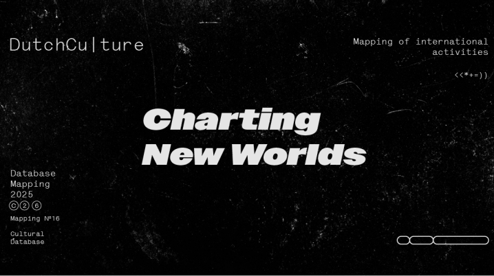Black grunge background with the title 'Charting New Worlds' in white